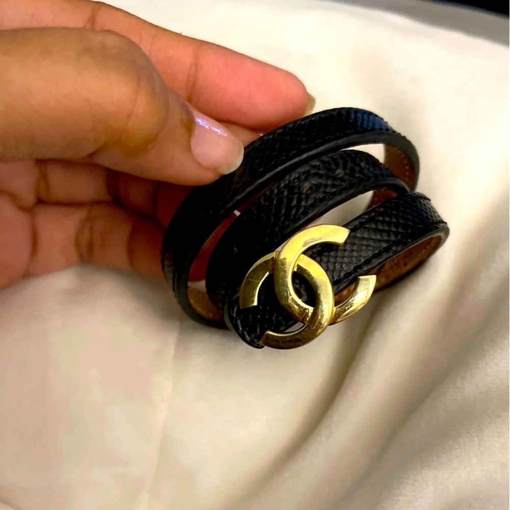 Genuine Leather bracelet w/ 14k yellow gold buckle